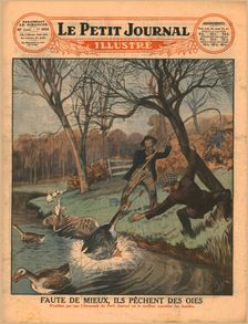 Catching geese with a fishing rod, 1929. Creator: Unknown