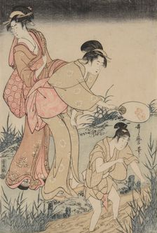 Catching Fireflies Beneath a Willow Tree (right), c. 1796-1797. Creator: Kitagawa Utamaro (Japanese, 1753?-1806)