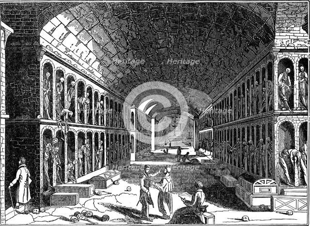 Catacomb of the Capuchin (Franciscan) convent, Palermo, Sicily, 1833. Artist: Unknown