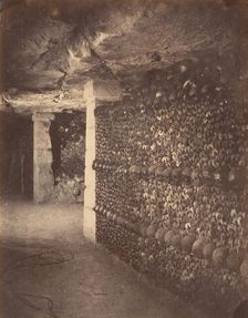 Catacombs, Paris, April 1862. Creator: Nadar