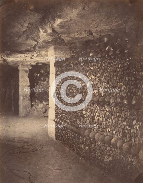 Catacombs, Paris, April 1862. Creator: Nadar.