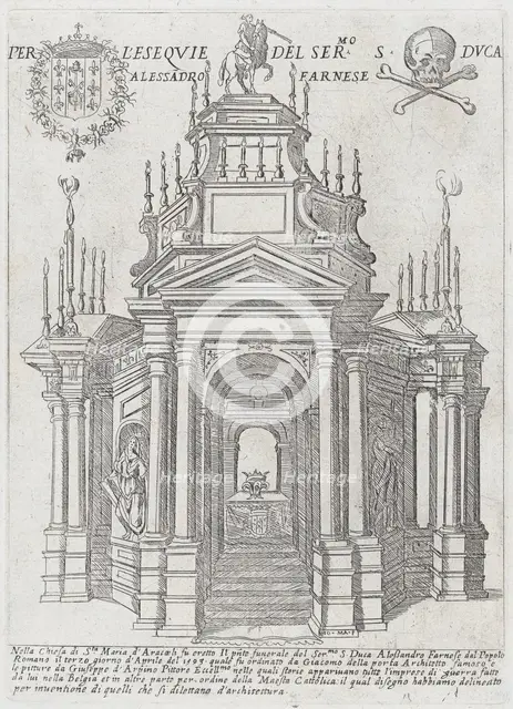 Catafalque for Duke Alessandro Farnese, 1593. Creators: Giovanni Maggi, Giuseppe Cesari.