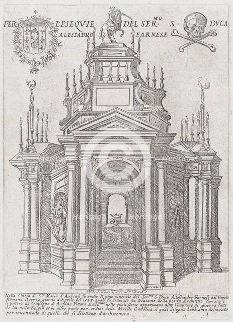 Catafalque for Duke Alessandro Farnese, 1593. Creators: Giovanni Maggi, Giuseppe Cesari.