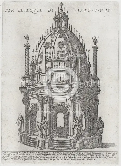 Catafalque for Pope Sixtus V, 1591. Creator: Giovanni Maggi.