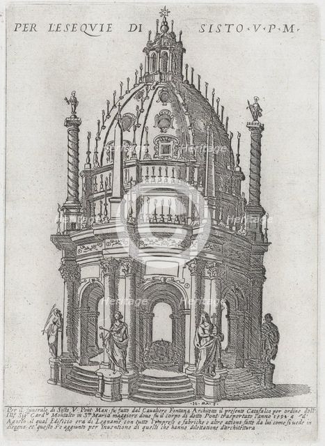 Catafalque for Pope Sixtus V, 1591. Creator: Giovanni Maggi.