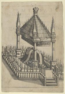 Catafalque for Prince Gottfried Maria Ignaz, frontispiece to Lacrymae Conjugales et Paren..., 1677. Creator: Anon
