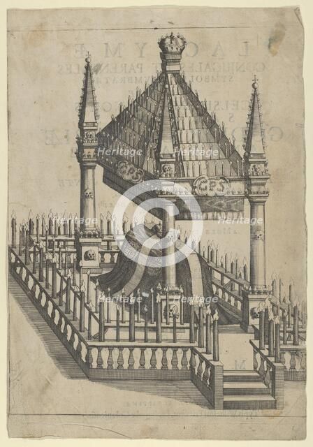 Catafalque for Prince Gottfried Maria Ignaz, frontispiece to 'Lacrymae Conjugales et Paren..., 1677. Creator: Anon.