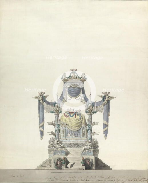 Catafalque for the Empress Catherine the Great of Russia (Front Elevation)., 1796. Creator: Vincenzo Brenna.