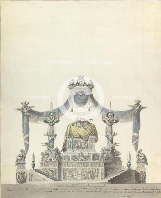 Catafalque of the Empress Catherine the Great of Russia (Side Elevation)., 1796. Creator: Vincenzo Brenna.