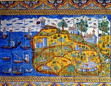 Catalan ceramic ceiling roof representing the Island of Mallorca