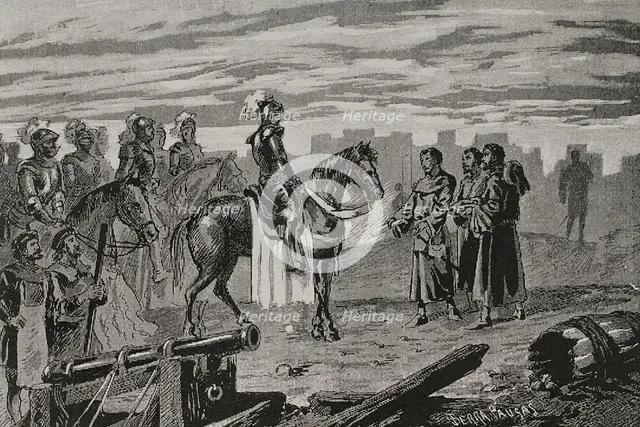 Catalan Civil War (1462-1472): Surrender of the city of Gerona (Girona)...1 June 1469 (1890). Creator: Joan Serra y Pausas.