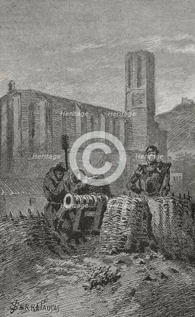 Catalan Civil War: Siege of Barcelona in 1472, (1890).  Creator: Joan Serra y Pausas.