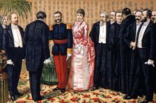 Catalan Commission giving the King Alphonse XII the Memorial of Insults to Catalonia. March 17, 1…