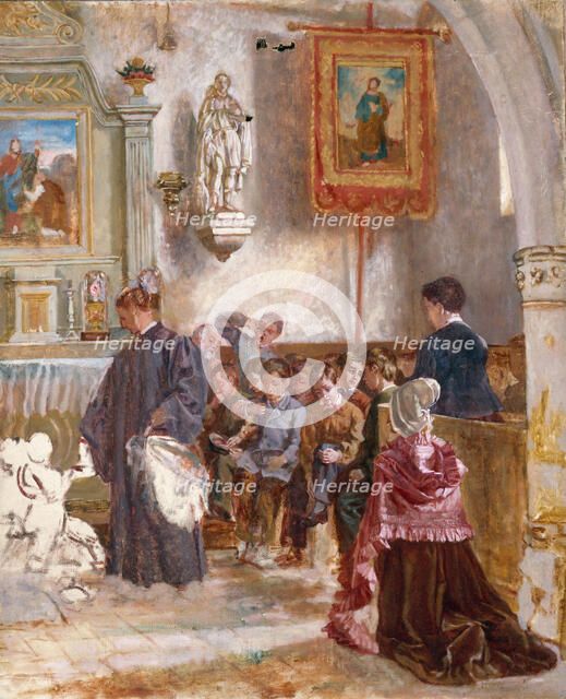Catéchisme dans une église, mid-late 19th century.  Creator: Auguste Dutuit.