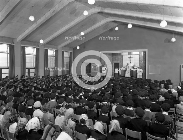 Catholic school Mass, South Yorkshire, 1967. Creator: Michael Walters.
