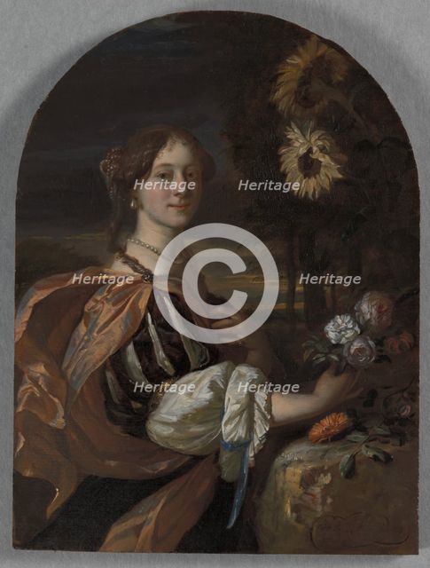Catharina van Heemskerck with Sunflowers, late 17th-early 18th century. Creator: Carel de Moor.