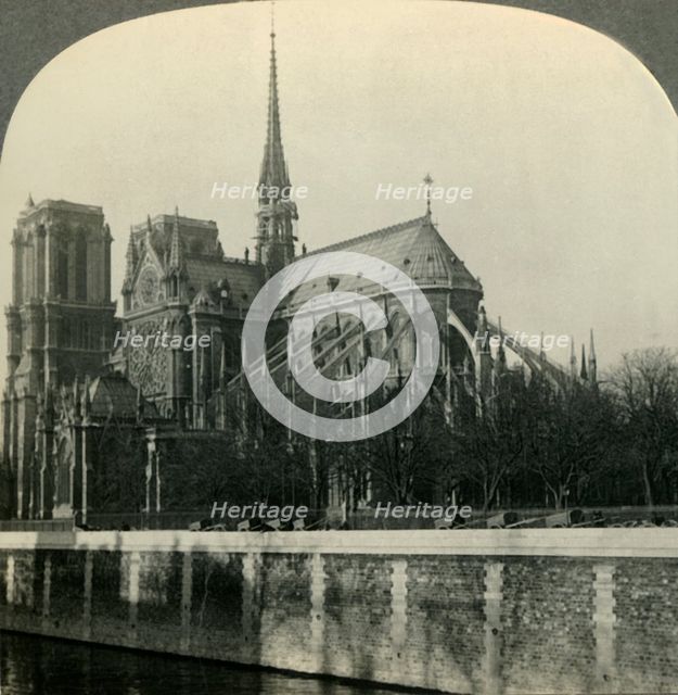 'Cathedral of Notre Dame, Showing Flying Buttresses, Paris, France', c1930s. Creator: Unknown.