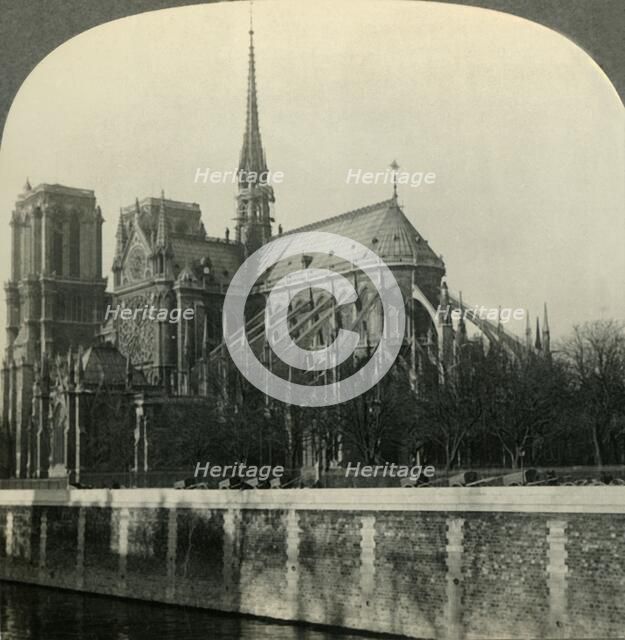 'Cathedral of Notre Dame, Showing Flying Buttresses, Paris, France', c1930s. Creator: Unknown.