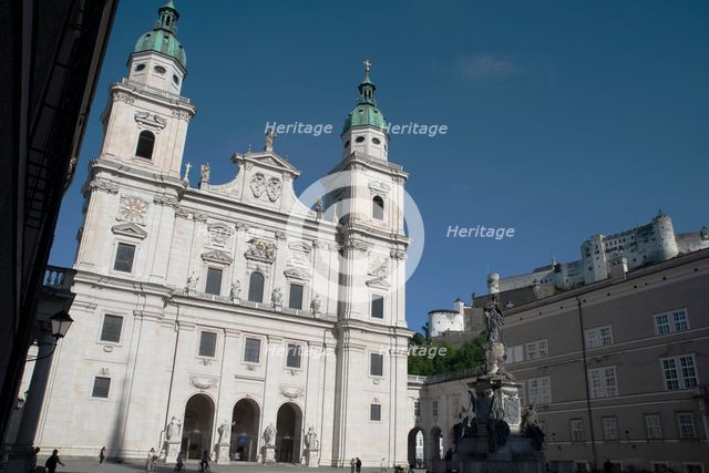Cathedral of Saints Rupert and Vergilius in the Square, Salzburg, Austria, 2022. Creator: Ethel Davies.