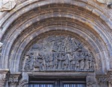 Cathedral of Santiago, the Platerías door, detail of tympanum with scenes from the life of Jesus …