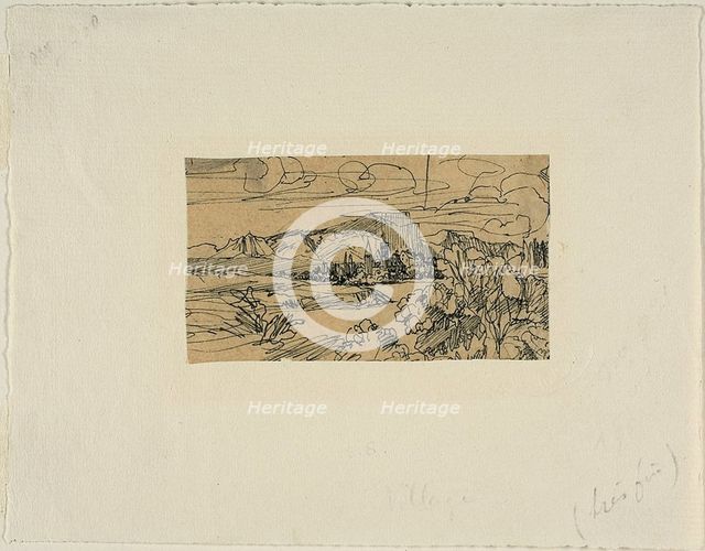 Cathedral and Village on a Lake, n.d. Creator: Rodolphe Bresdin.