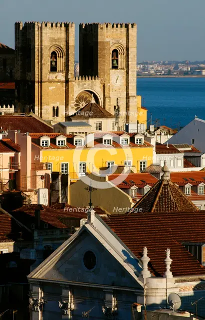 Cathedral and Alfama neighborhood, Lisbon, Portugal, 2008.  Creator: Unknown.