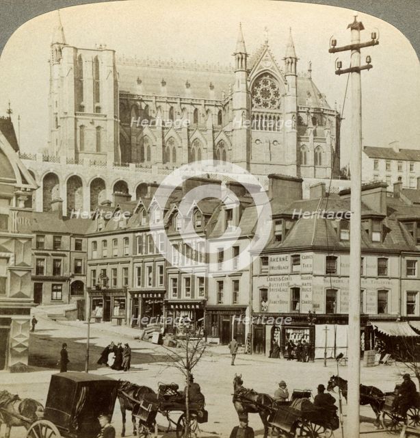 Cathedral and Main Street, Queenstown, Ireland, c late 19th century.Artist: Underwood & Underwood