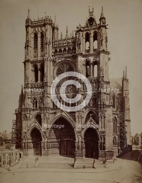 Cathedral Basilica of Our Lady of Amiens - western façade, Amiens, around 1880. Creator: Unknown.
