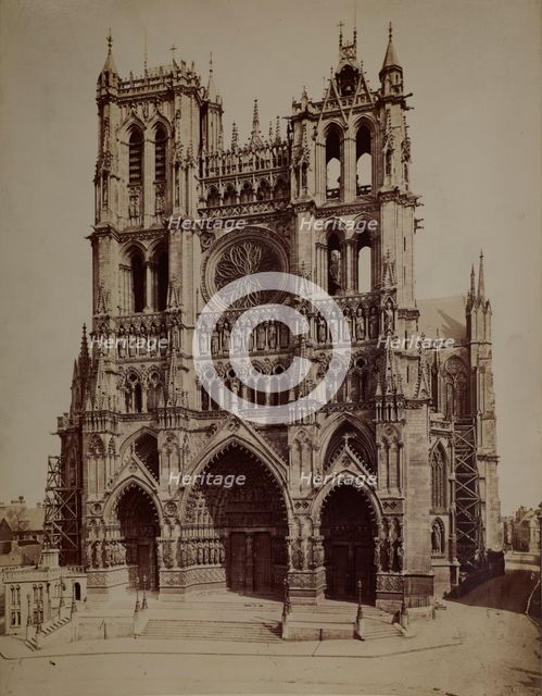 Cathedral Basilica of Our Lady of Amiens - western façade, Amiens, around 1880. Creator: Unknown.