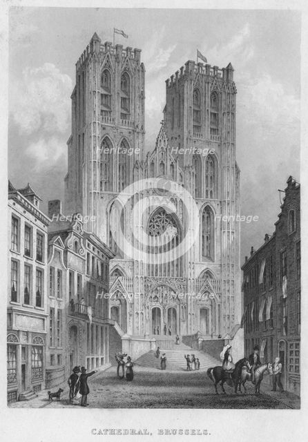'Cathedral, Brussels', 1850. Artist: Shury & Son.