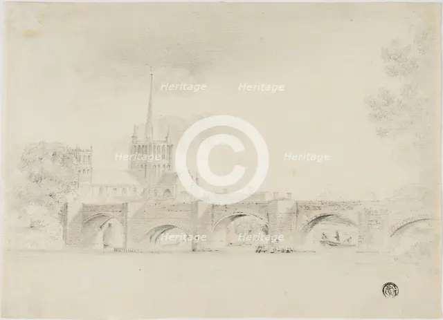 Cathedral Church and Bridge, Hereford, n.d. Creator: Unknown.