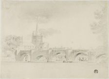 Cathedral Church and Bridge, Hereford, n.d. Creator: Unknown