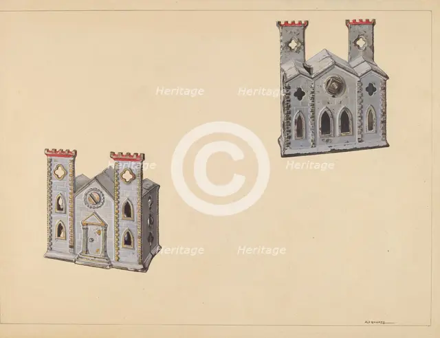 Cathedral Coin Box, c. 1938. Creator: Alf Bruseth.