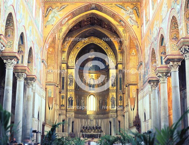 Cathedral interior with mosaics, Monreale, Sicily, Italy