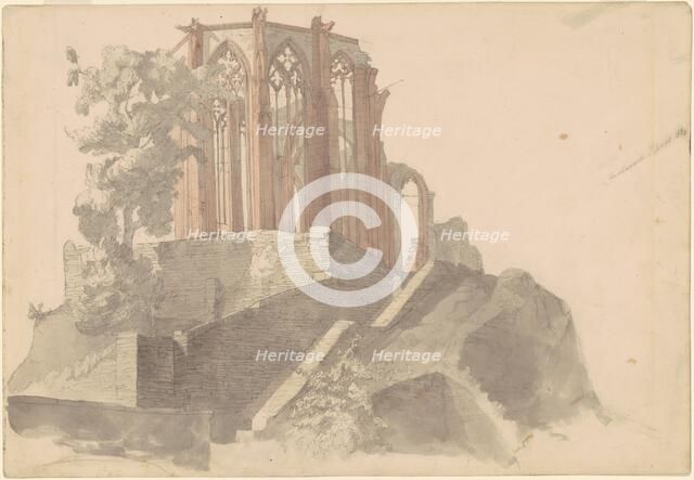 Cathedral Ruins, Bacharach, 1841. Creator: Emanuel Gottlieb Leutze.