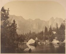 Cathedral Rock, Down the Valley, 1861. Creator: Carleton Emmons Watkins
