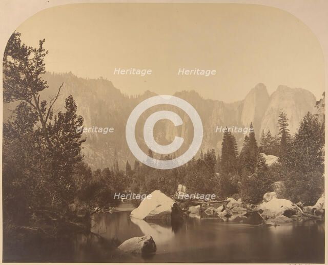 Cathedral Rock, Down the Valley, 1861. Creator: Carleton Emmons Watkins.