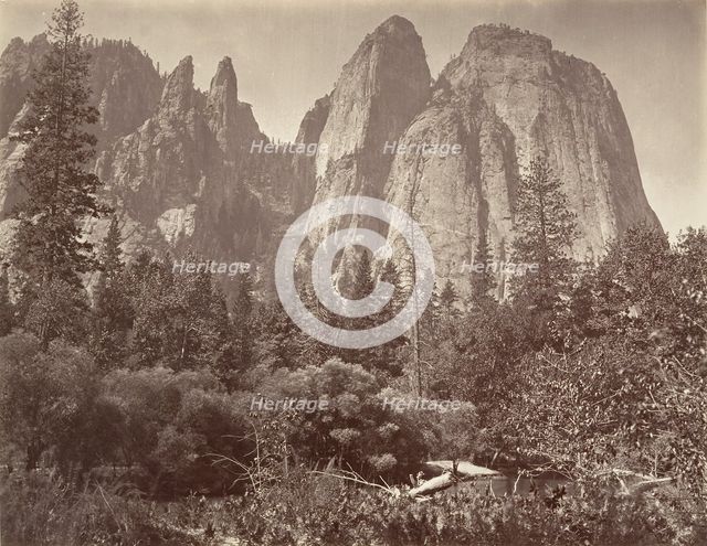 Cathedral Rocks and Spires, ca. 1872, printed ca. 1876. Creator: Attributed to Carleton E. Watkins.