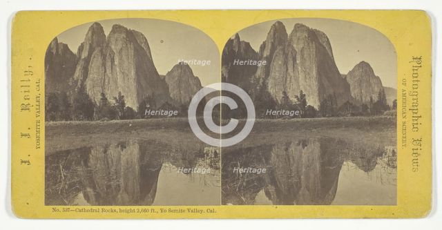 Cathedral Rocks, height 2,660 ft., Yo Semite Valley, California, 1870/76.  Creator: John J. Reilly.