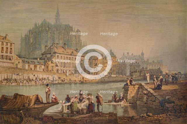 'Cathedral Town on a River', c1825. Artist: Samuel Prout.