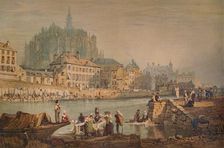 Cathedral Town on a River c1825. Artist: Samuel Prout