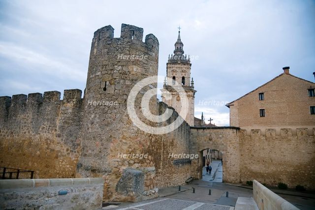 Cathedral tower and city walls, Burgo de Osma, Soria, Spain, 2007. Creator: Samuel Magal.
