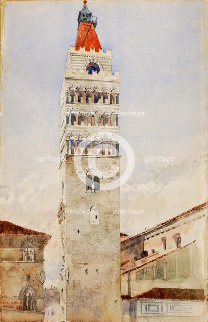 Cathedral Tower, Pistoia, Italy, 1898. Creator: Cass Gilbert.