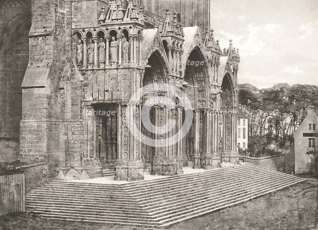 Cathédrale de Chartres - Portique du Midi XIIe Siècle, c. 1854, printed c. 1857. Creator: Charles Nègre.
