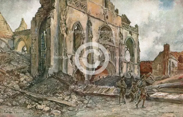 'Cathedrale de Peronne', 1917. Creator: Francois Flameng.