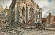 Cathedrale de Peronne 1917. Creator: Francois Flameng