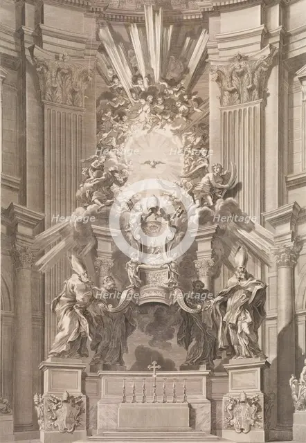 Cathedram S. Petri in interiore templi fronte...Plate 41 from the Album 'Basili..., 1666 (or after). Creator: François Spierre.
