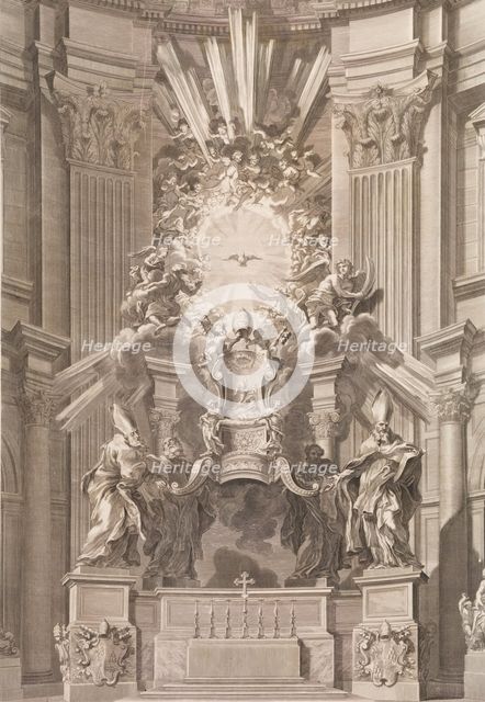 Cathedram S. Petri in interiore templi fronte...Plate 41 from the Album 'Basili..., 1666 (or after). Creator: François Spierre.