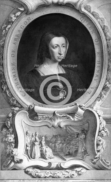 Catherine of Aragon (1485-1536), 1744.Artist: Jacobus Houbraken