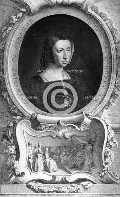 Catherine of Aragon (1485-1536), 1744.Artist: Jacobus Houbraken